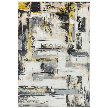 Orion OR03 Decor Modern Abstract Distressed Textured Soft-Touch Metallic Shimmer Yellow/Grey/Taupe/Cream Rug-Asiatic Carpets-Rug Love - The Most Loved Rug Store